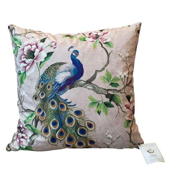 Austin Horn Classics Paradise Peacock 22in Decorative Pillow Velvet Finish NEW - Picture 13 of 16